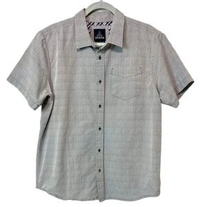 PrAna Silver Gray‎ Voyage Short Sleeve Button Down Shirt Men's Sz L